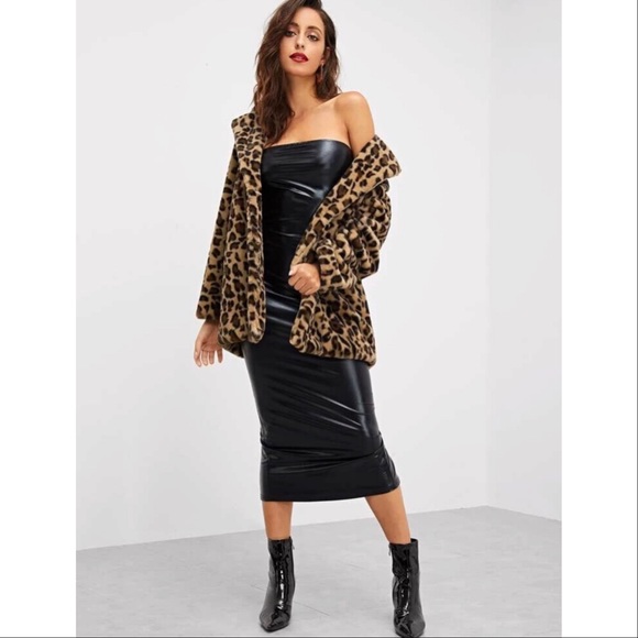 LAST 1! Notch Collar Leopard Print Teddy Coat - Picture 5 of 6